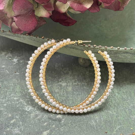 Freshwater Pearl Maxi Hoop Earrings