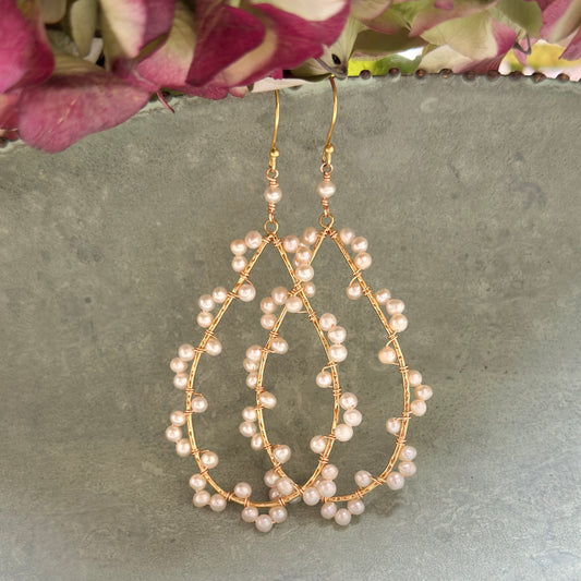 Freshwater Pearl Wrapped Maxi Teardrop Earrings