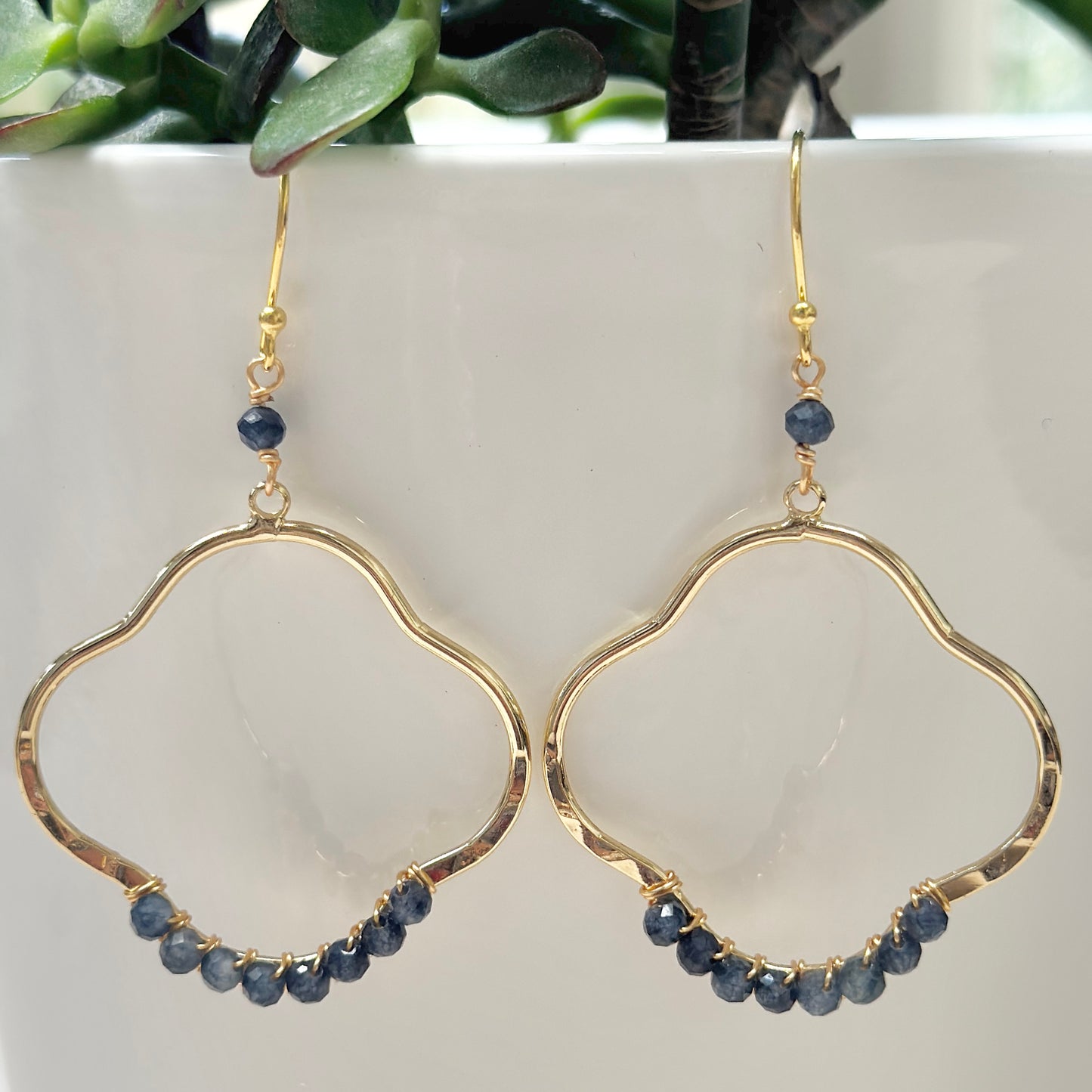 Denim Blue Iolite Clover Earrings