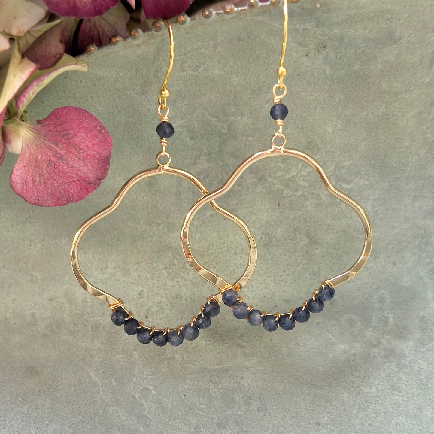 Denim Blue Iolite Clover Earrings