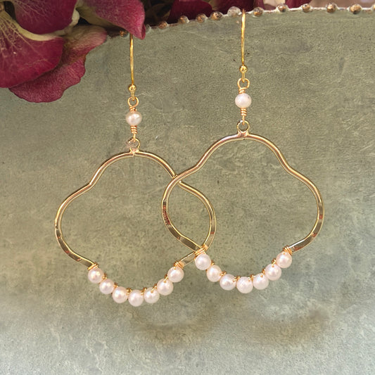 Freshwater Pearl Clover Earrings