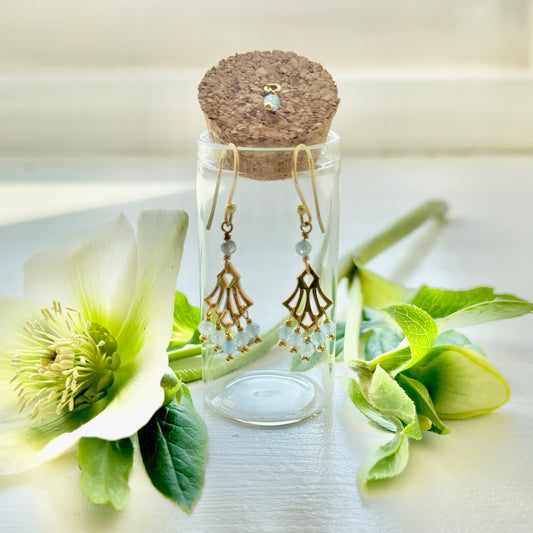 Boho Powder Blue Quartz Drop Earrings in Corked Tube