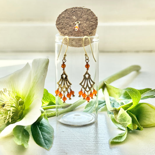 Boho Orange Carnelian Drop Earrings in Corked Tube