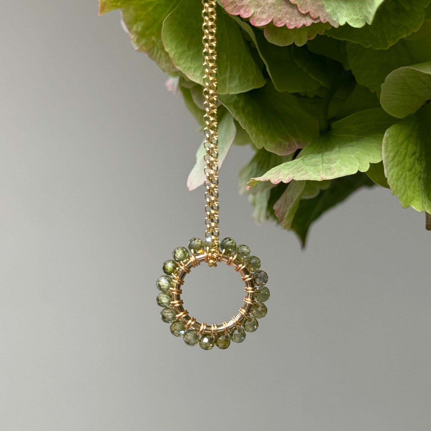 Mid Olive Green Peridot (Midi Bead) Pendant Necklace