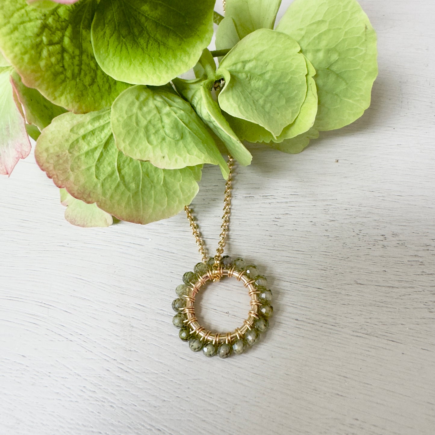 Mid Olive Green Peridot (Midi Bead) Pendant Necklace