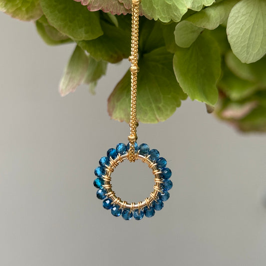 Topaz Blue Azurite (Midi Bead) Pendant Necklace