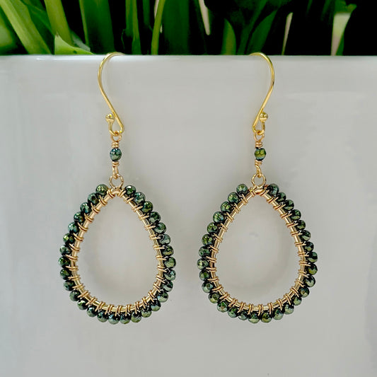 Pyrite Teardrop Beaded Earrings