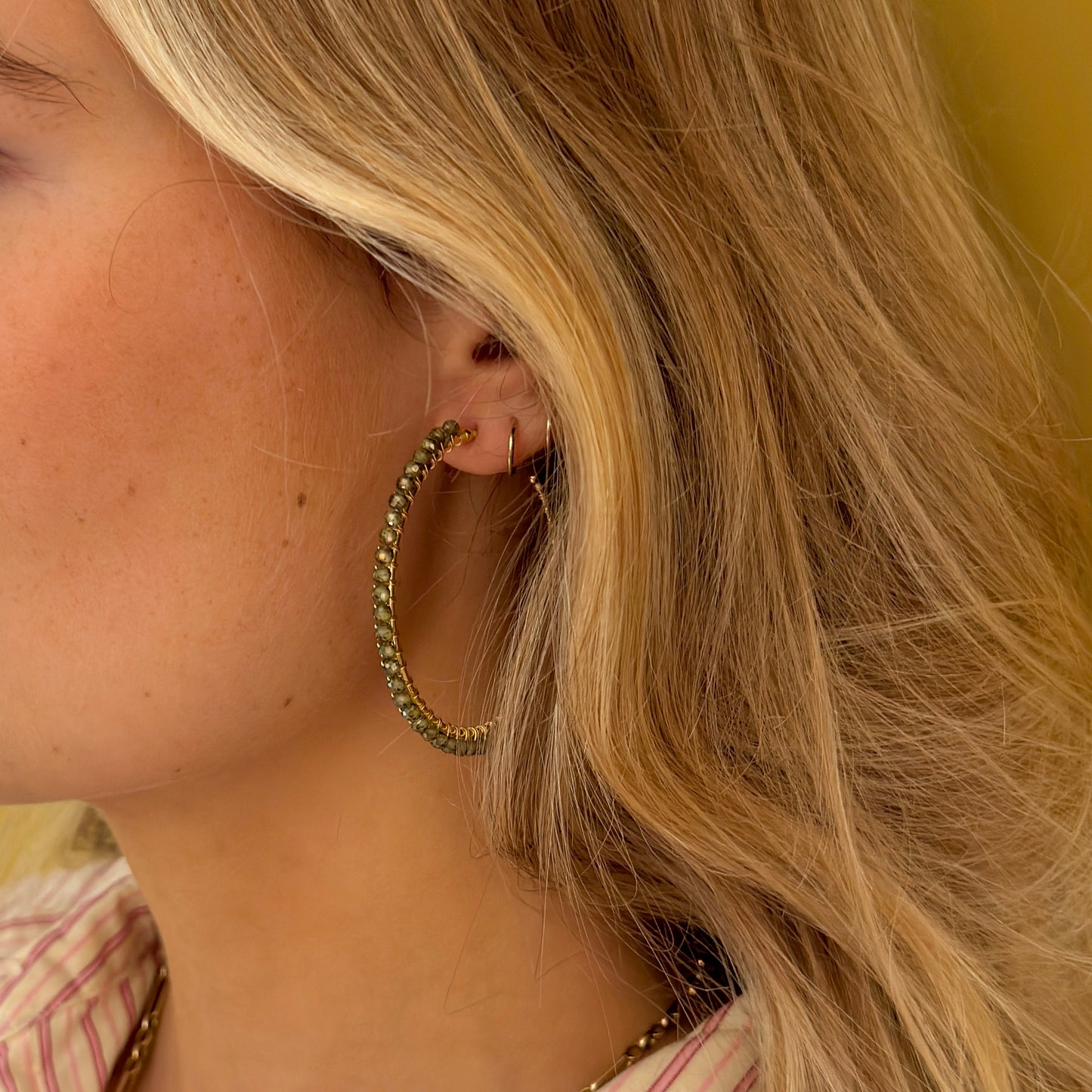 Mid Olive Green Peridot Maxi Hoop Earrings