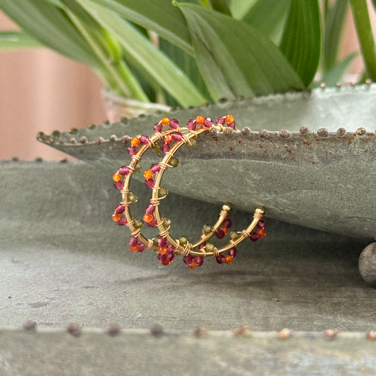 Tutti Frutti Swirl Midi Hoop Beaded Earrings