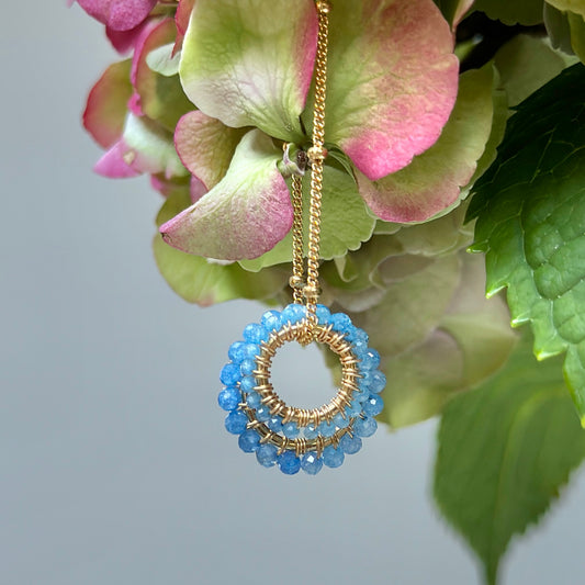 Cornflower & Cornflower Kyanite (Midi Bead) Double Pendant Necklace