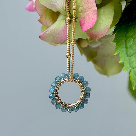 Pale Denim Azurite (Midi Bead) Pendant Necklace