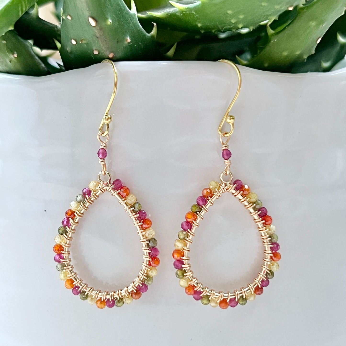 Tutti Frutti Ombré Peardrop Beaded Earrings