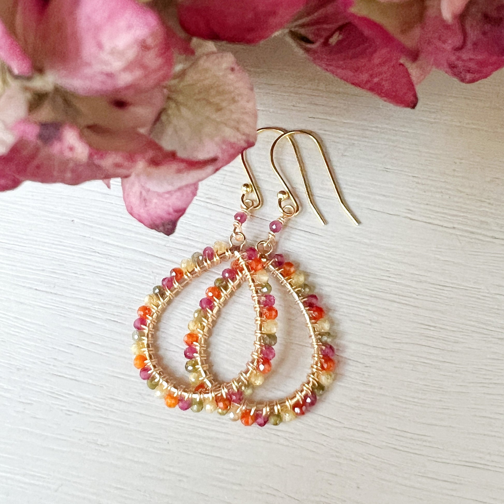 Tutti Frutti Ombré Peardrop Beaded Earrings