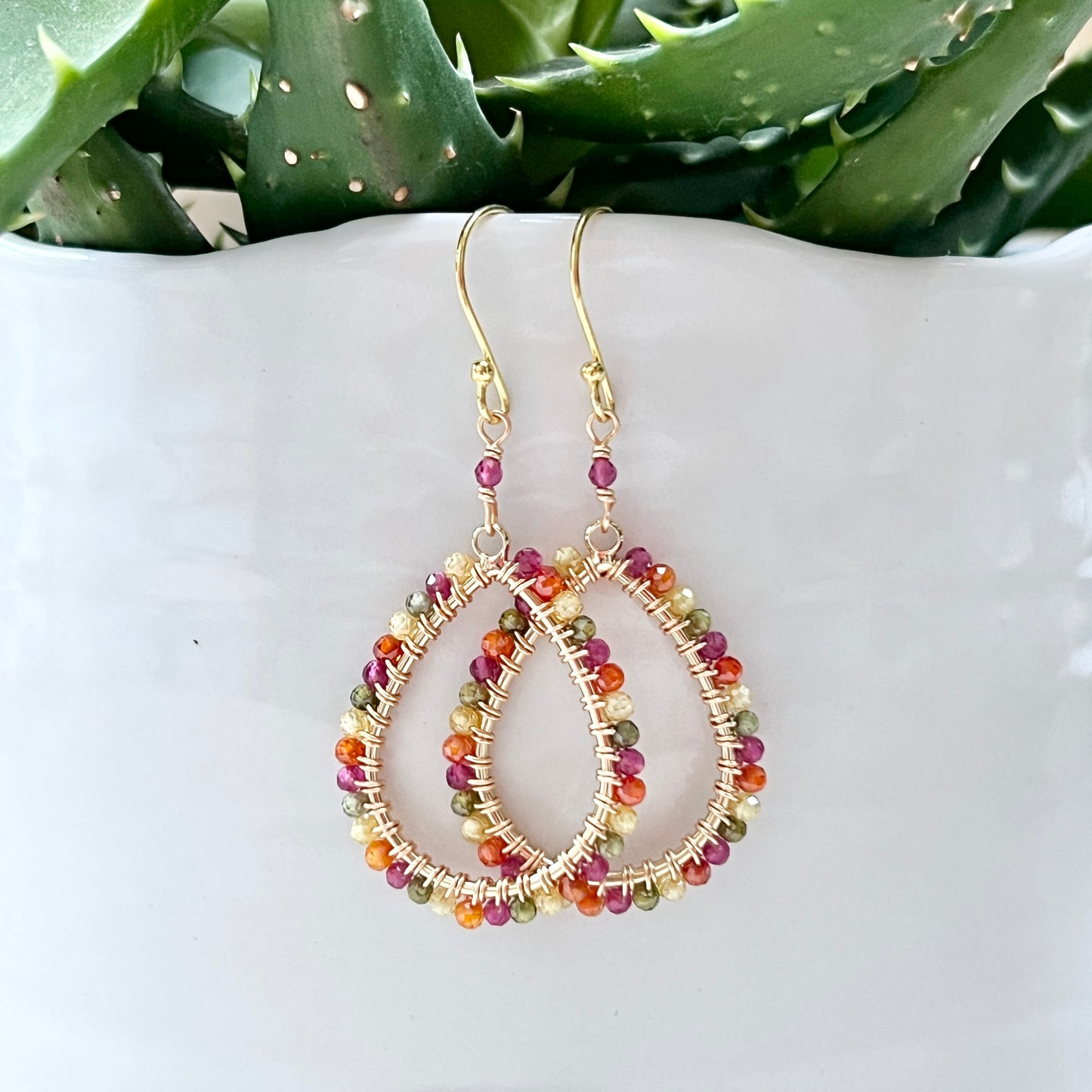 Tutti Frutti Ombré Peardrop Beaded Earrings